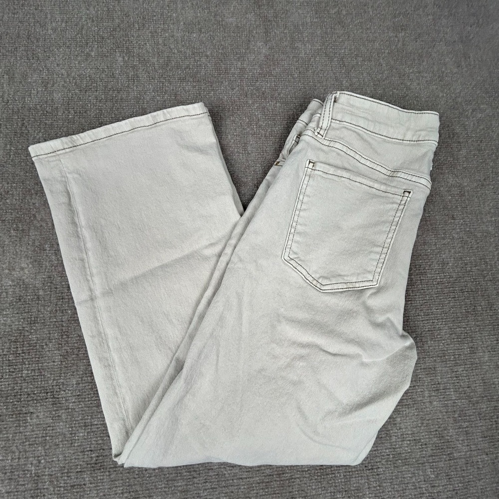 Kut From The Kloth Pants Womens 6 Beige Cotton Stretch Mid Rise Wide Leg Zip Fly